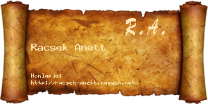 Racsek Anett névjegykártya