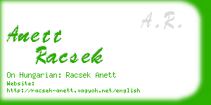 anett racsek business card